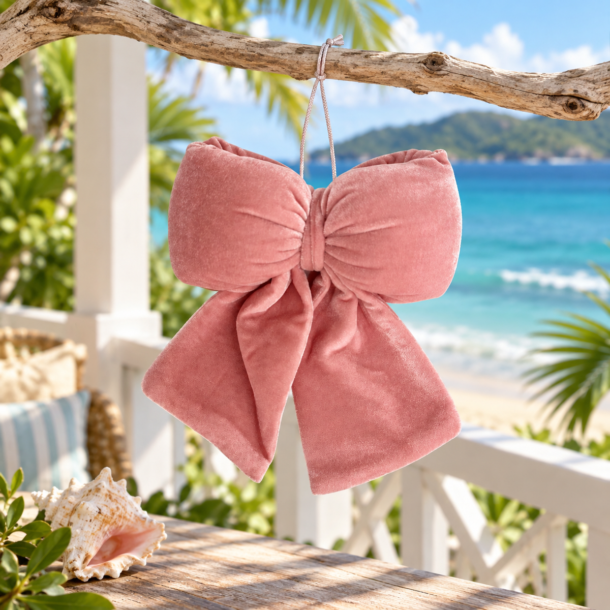 Pink Velvet Christmas Bow Ornament – 20 cm