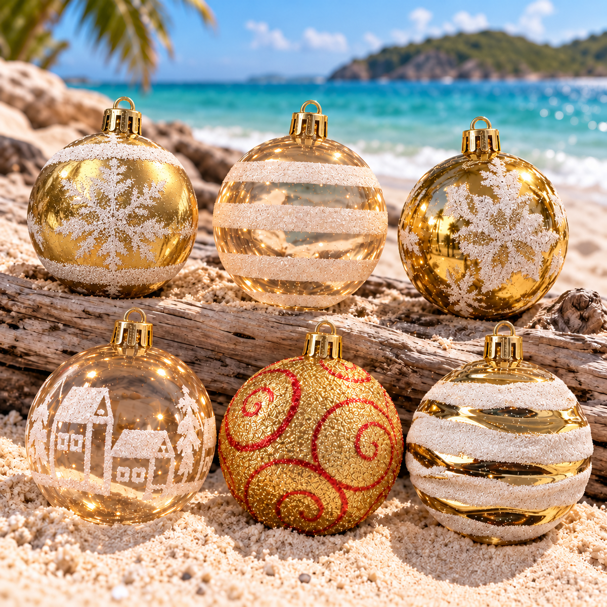 24-Piece Gold Christmas Bauble Set - 6cm