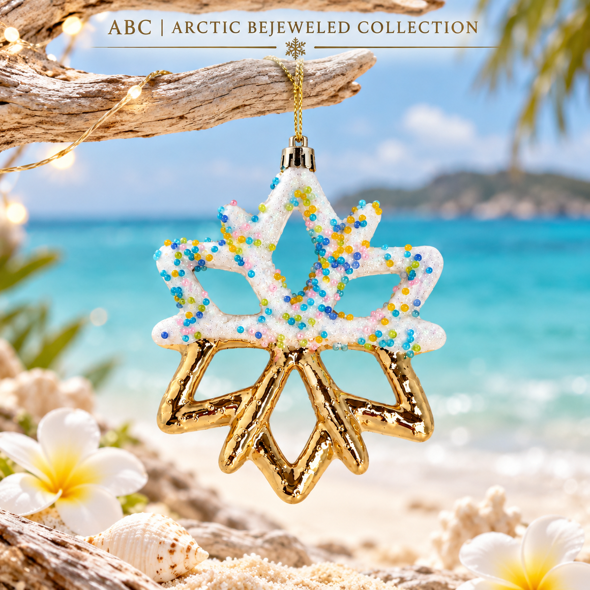 Gold Sprinkle Snowflake Christmas Ornament