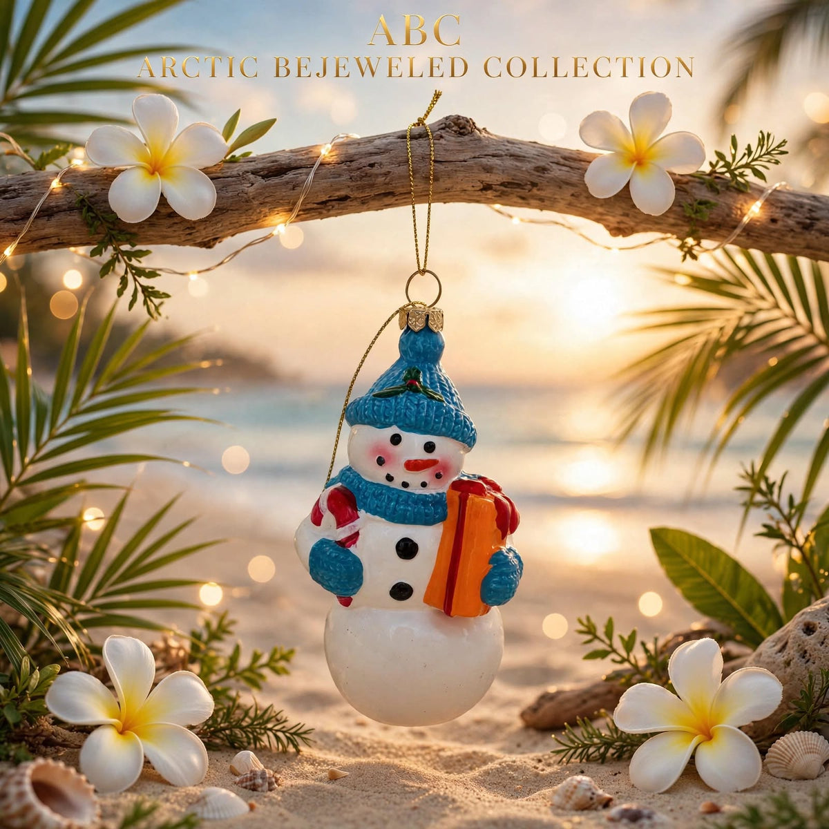 Blue Hat Snowman Christmas Ornament