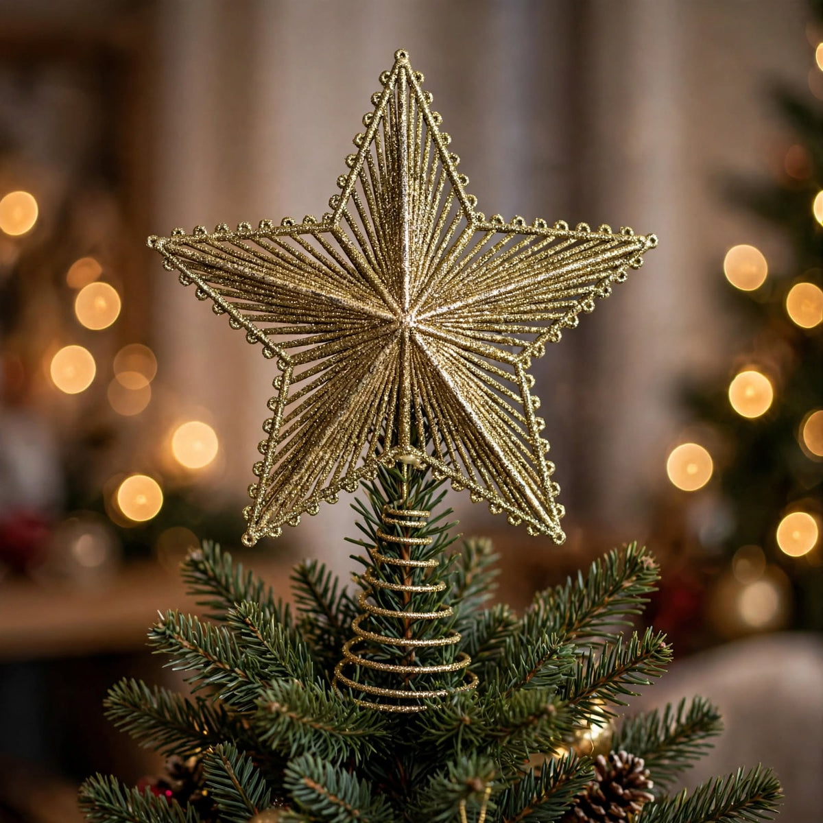 Gold Glitter Star Tree Topper
