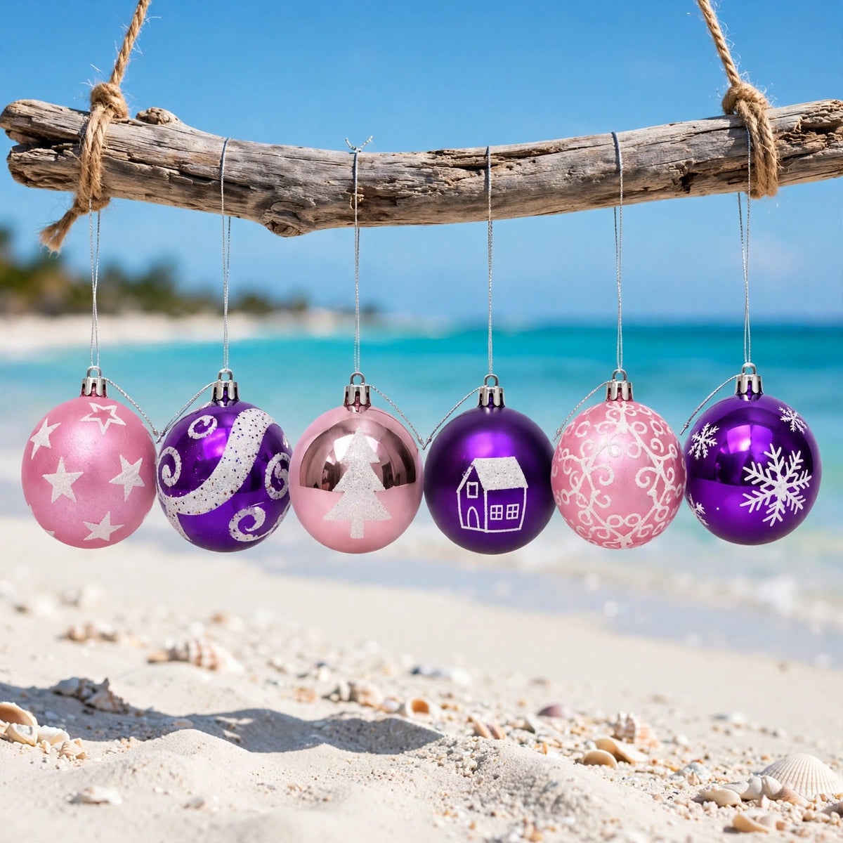 24-Piece Purple & Pink Christmas Bauble Set - 6cm