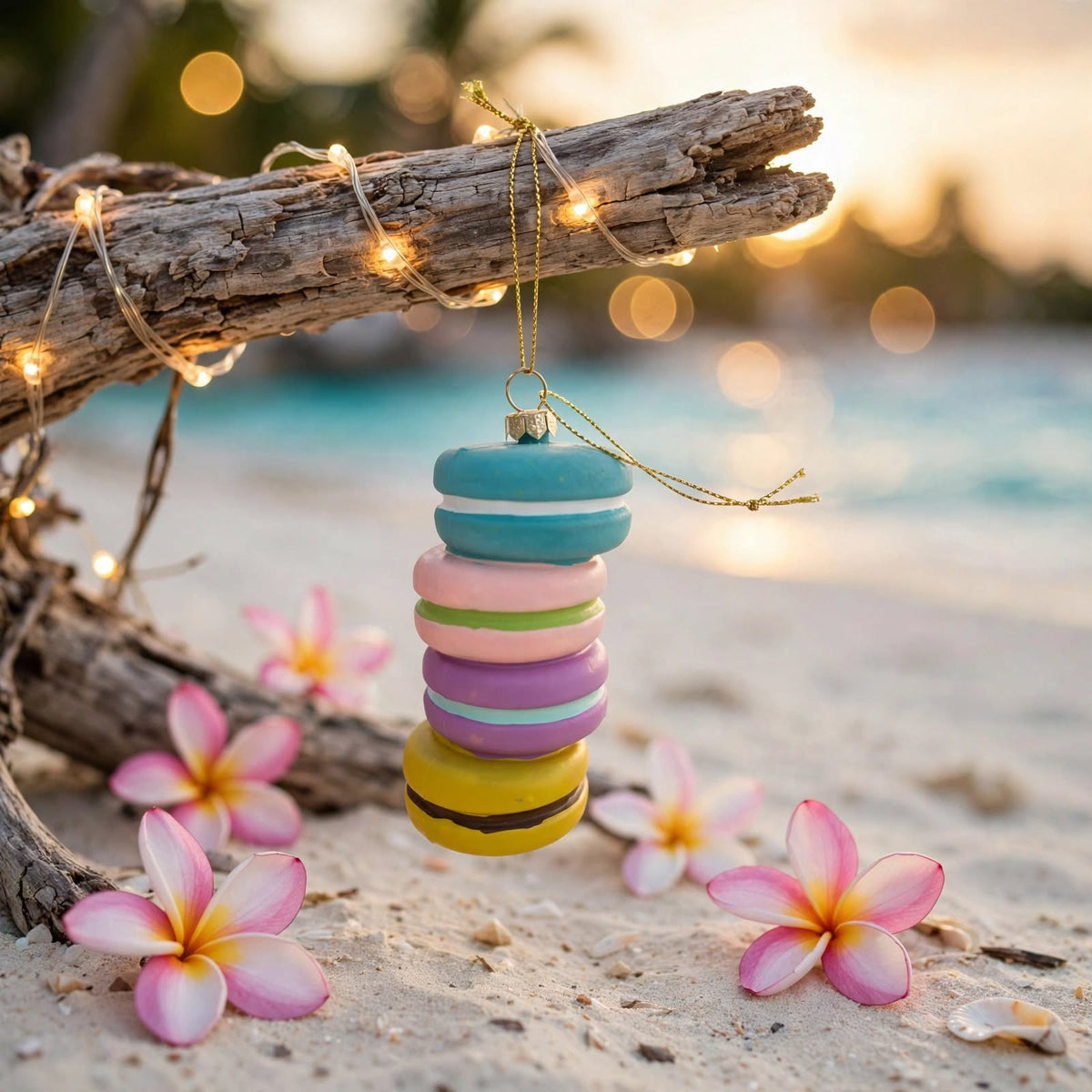 Pastel Macaron Stack Christmas Ornament