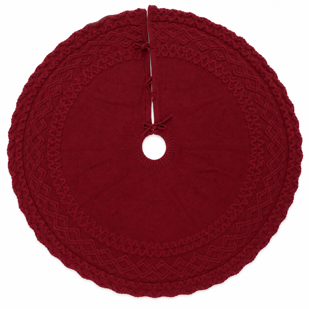 Burgundy Knit Christmas Tree Skirt – 48 Inches