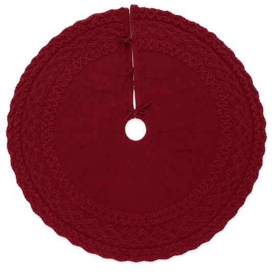 Burgundy Knit Christmas Tree Skirt – 48 Inches