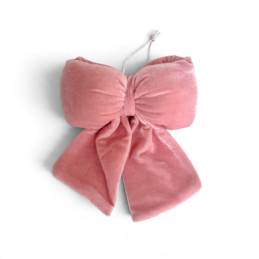 Pink Velvet Christmas Bow Ornament – 20 cm