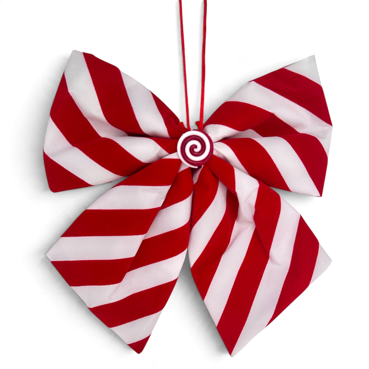 Large Red & White Peppermint Christmas Bow