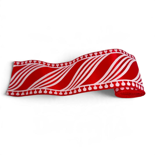 Red & White Swirl Christmas Ribbon – 2 m