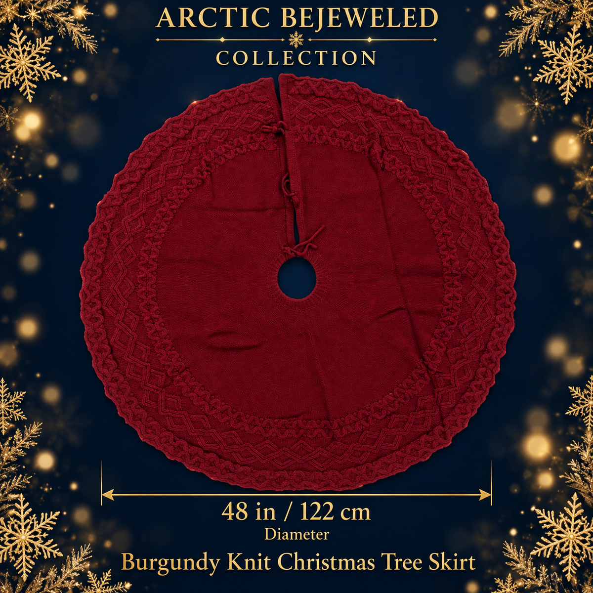 Burgundy Knit Christmas Tree Skirt – 48 Inches