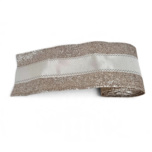 Champagne Glitter & Ivory Christmas Ribbon – 2 m