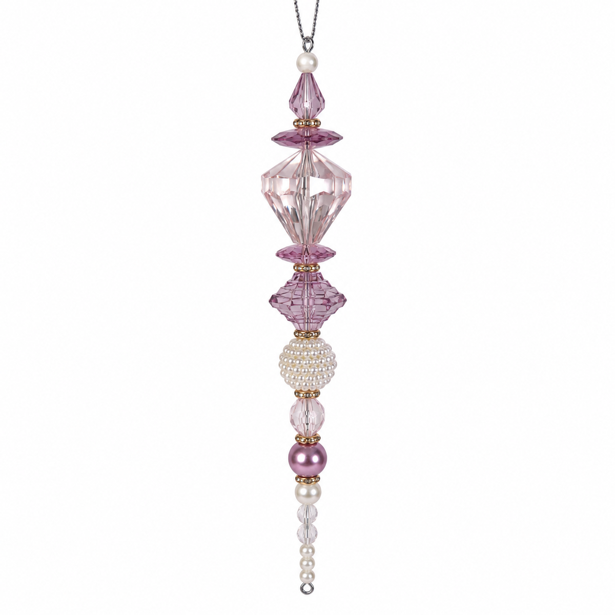 Purple and Pearl Beaded Icicle Christmas Ornament