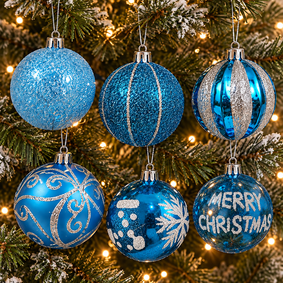 24-Piece Blue Christmas Bauble Set - 6cm