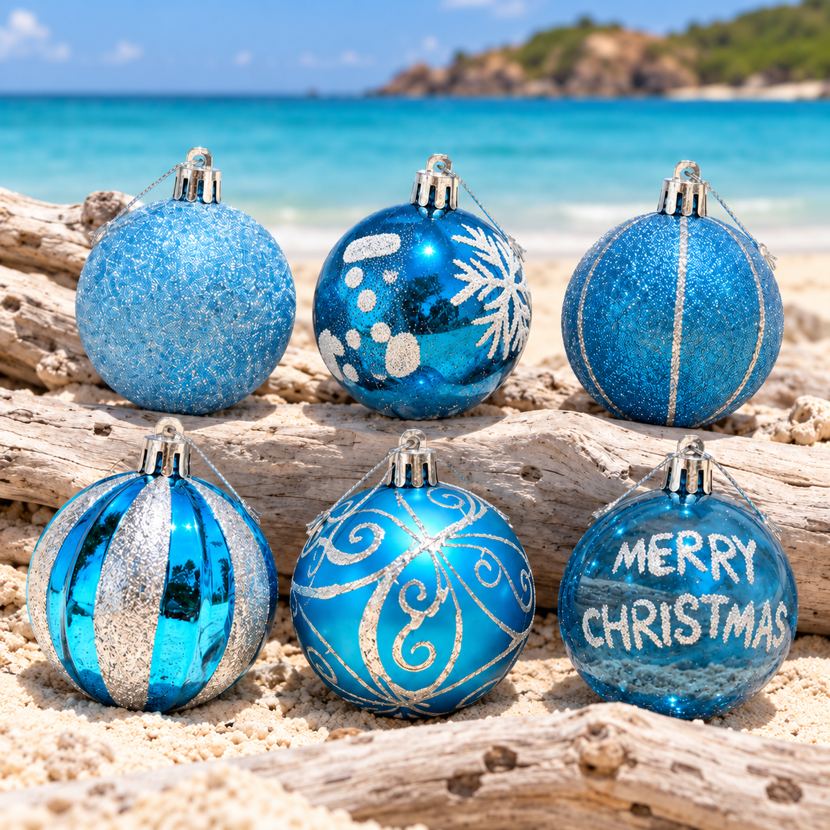 24-Piece Blue Christmas Bauble Set - 6cm