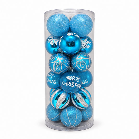 24-Piece Blue Christmas Bauble Set - 6cm