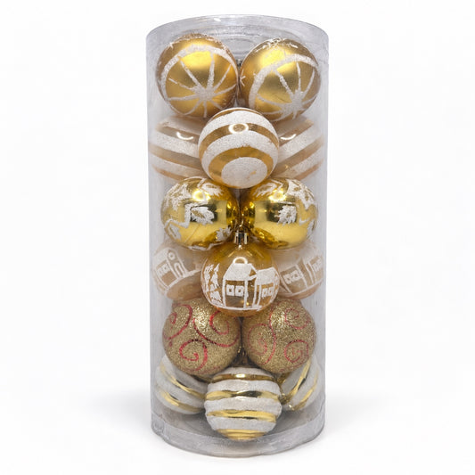 24-Piece Gold Christmas Bauble Set - 6cm