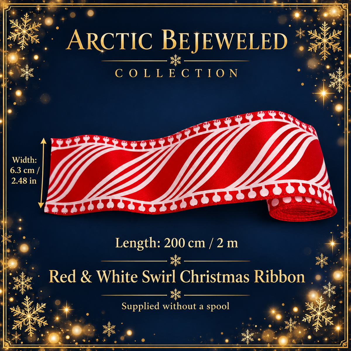 Red & White Swirl Christmas Ribbon – 2 m