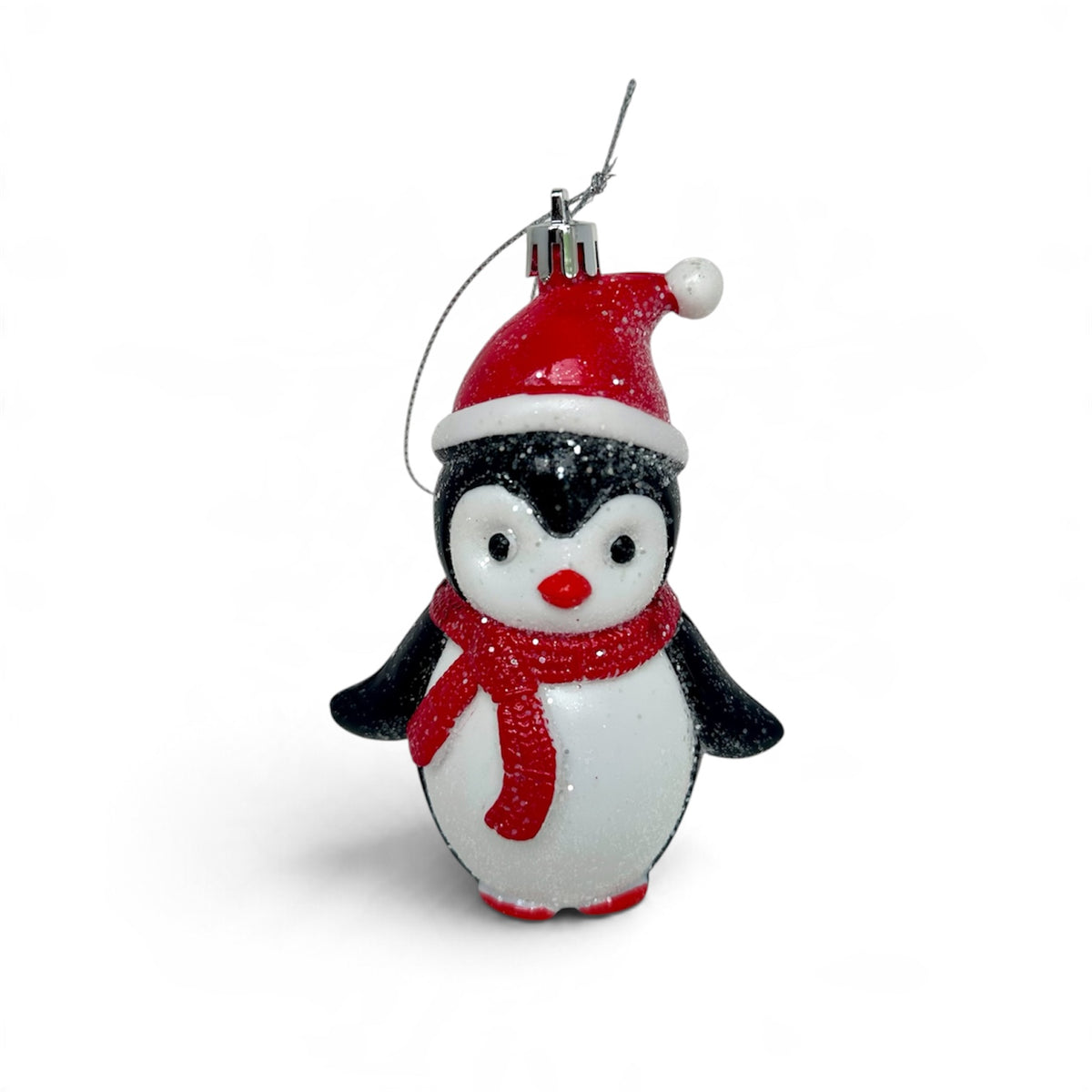 Penguin Christmas Ornament with Santa Hat & Scarf