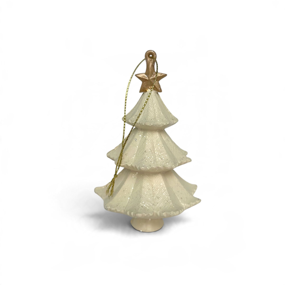Ivory Christmas Tree Ornament with Gold Star