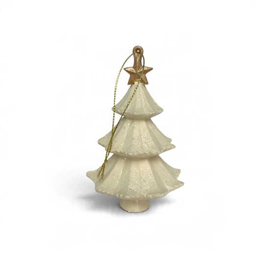 Ivory Christmas Tree Ornament with Gold Star