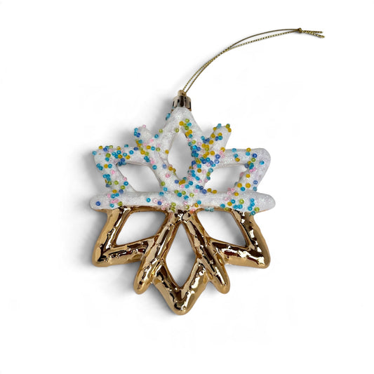 Gold Sprinkle Snowflake Christmas Ornament
