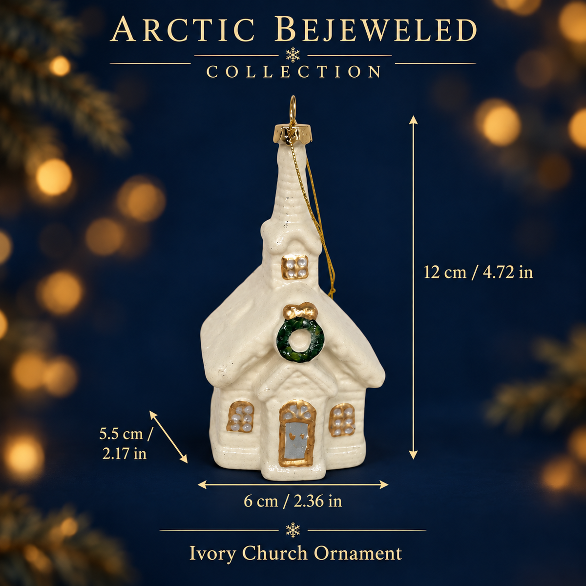 Ivory Church Christmas Ornament