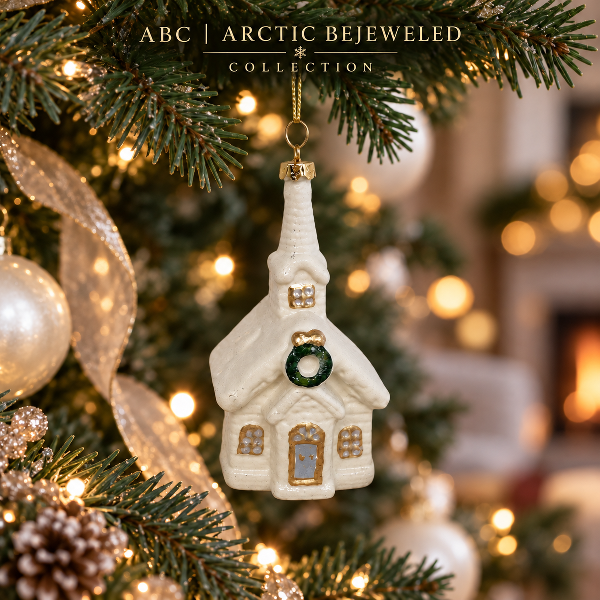 Ivory Church Christmas Ornament