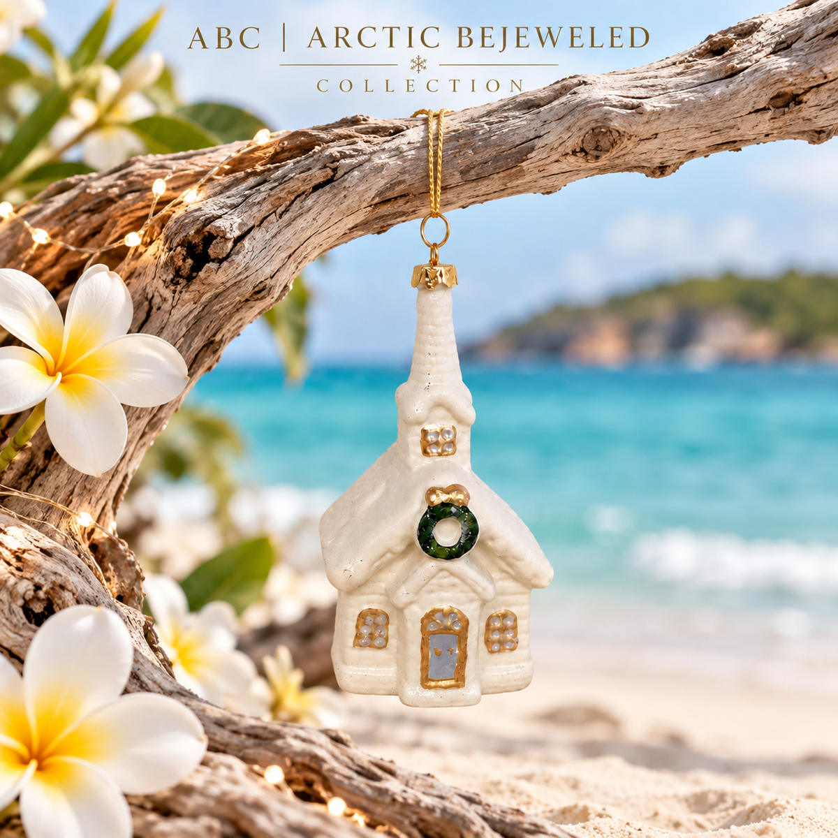 Ivory Church Christmas Ornament
