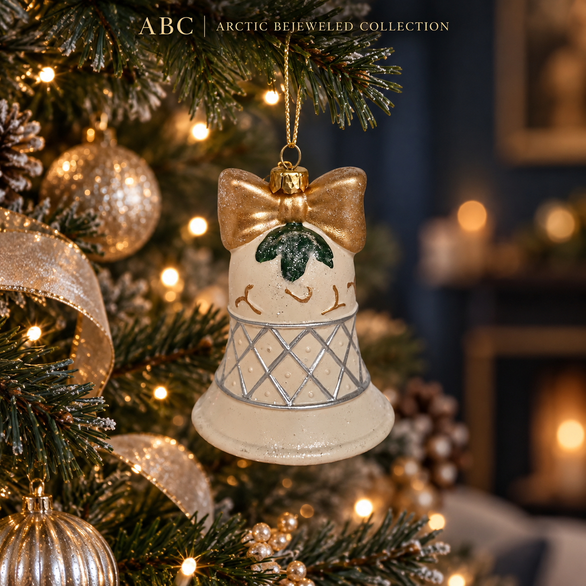 Ivory & Gold Bell Christmas Ornament