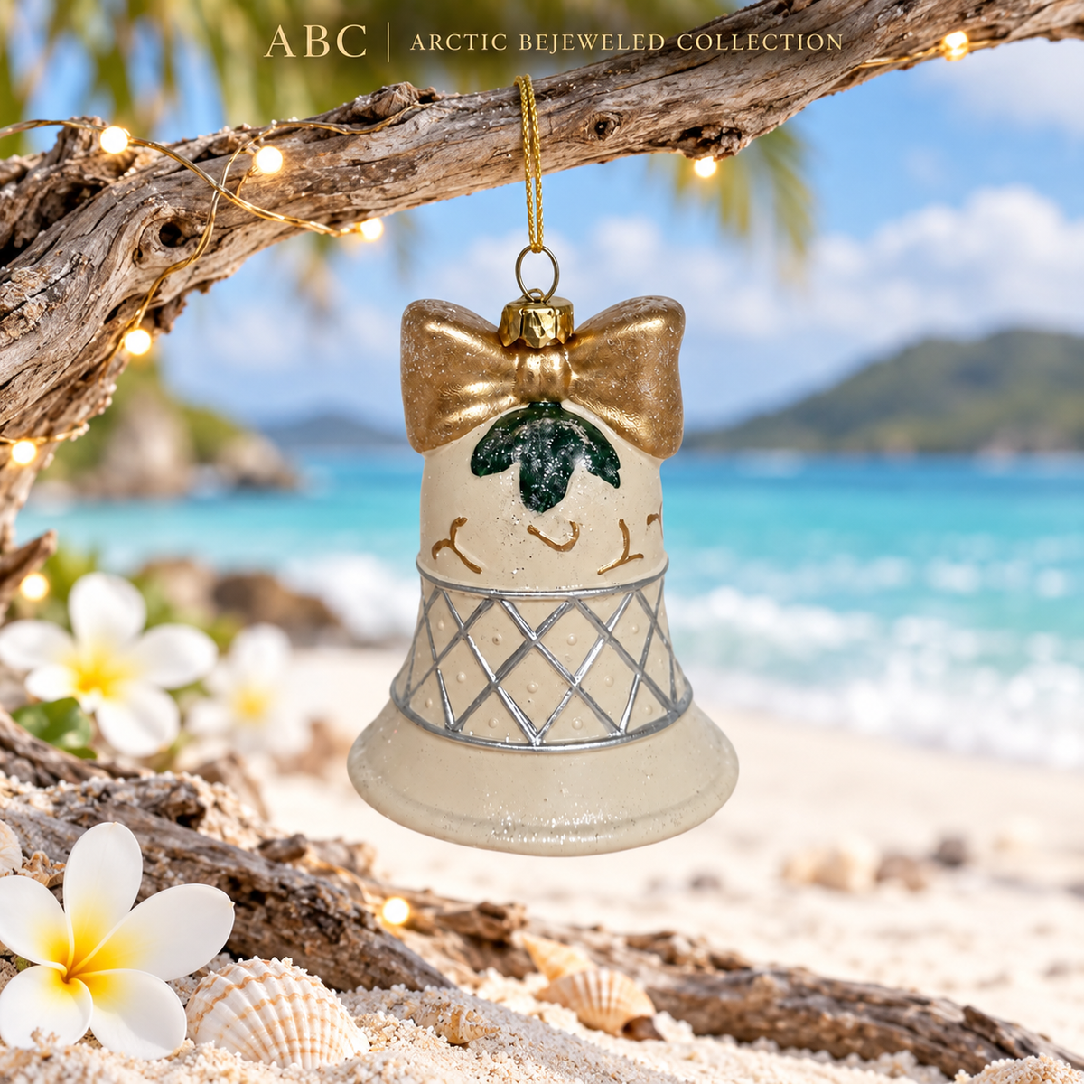 Ivory & Gold Bell Christmas Ornament