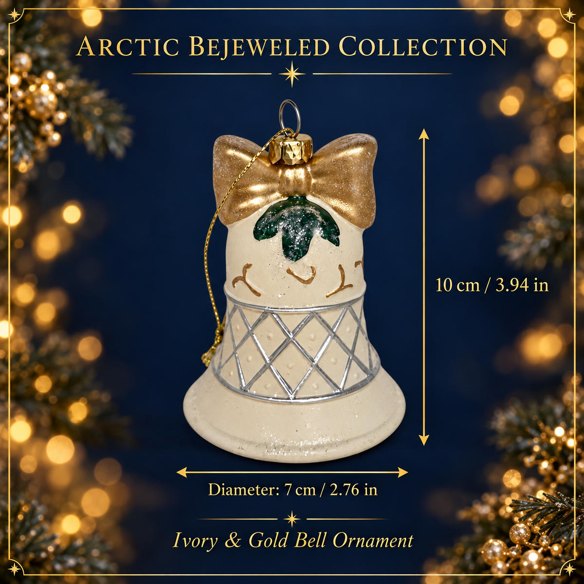 Ivory & Gold Bell Christmas Ornament