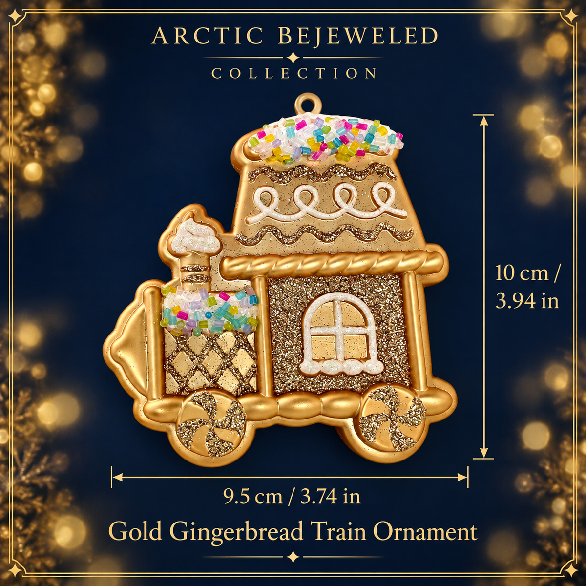 Gold Gingerbread Train Christmas Ornament