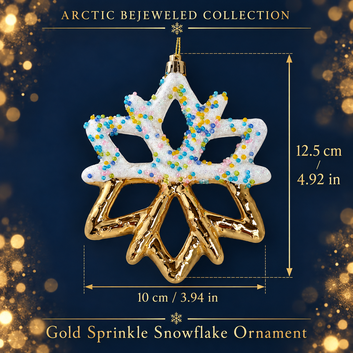 Gold Sprinkle Snowflake Christmas Ornament