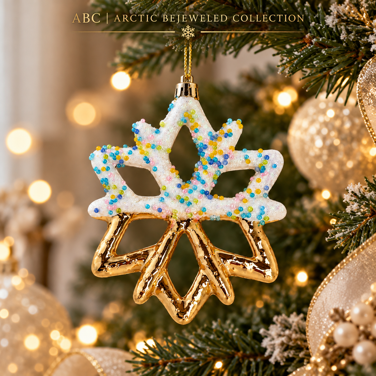 Gold Sprinkle Snowflake Christmas Ornament