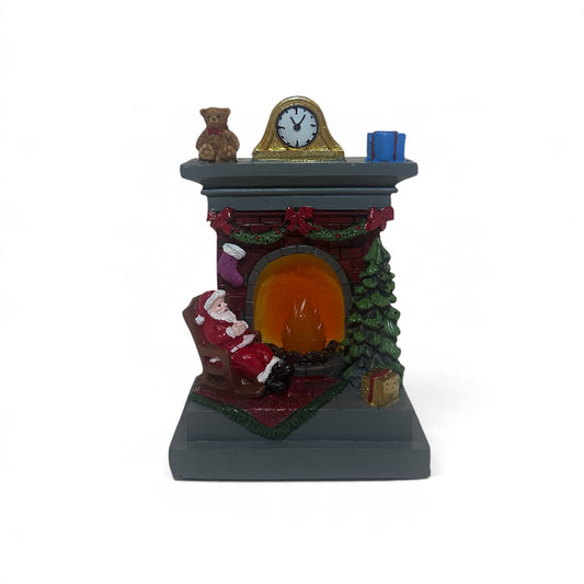 Light-Up Ceramic Santa Fireplace with Flickering Fire