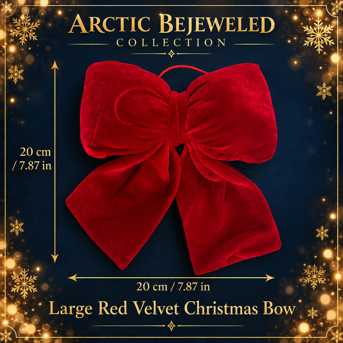Large Red Velvet Christmas Bow Ornament – 20 cm