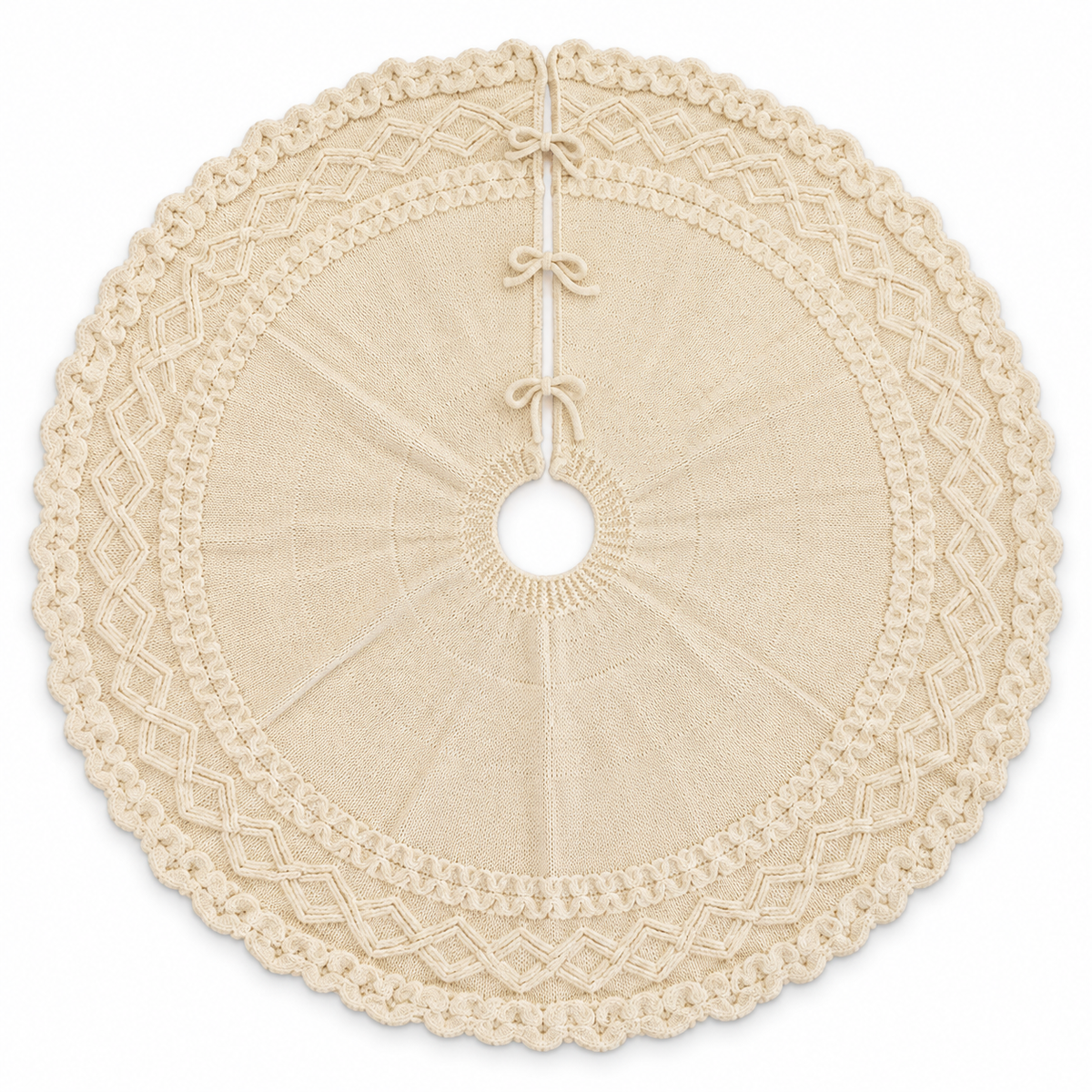 Ivory Knit Christmas Tree Skirt – 48 Inches