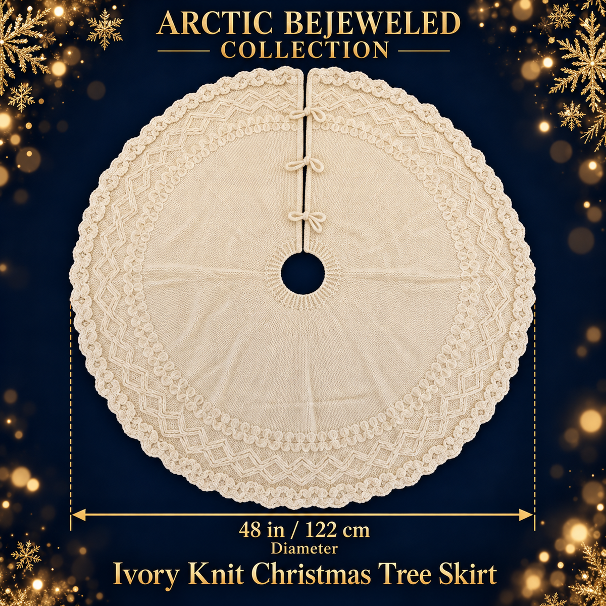 Ivory Knit Christmas Tree Skirt – 48 Inches