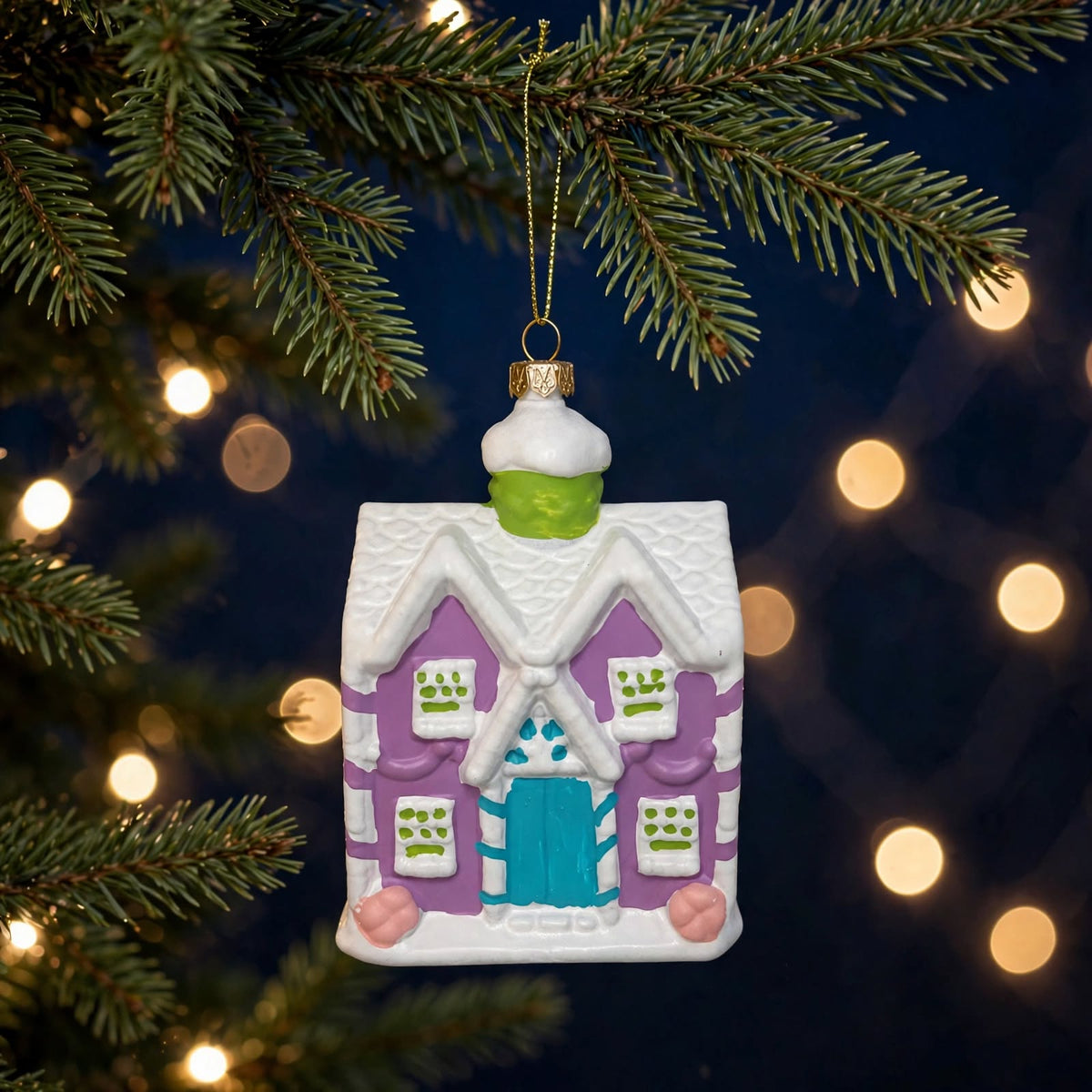 Pastel Gingerbread House Christmas Ornament