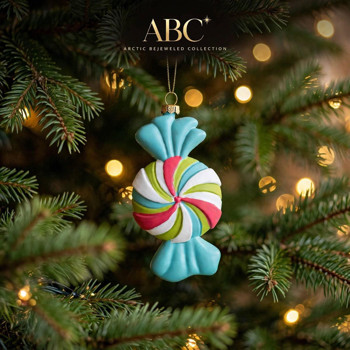 Pastel Swirl Candy Christmas Ornament