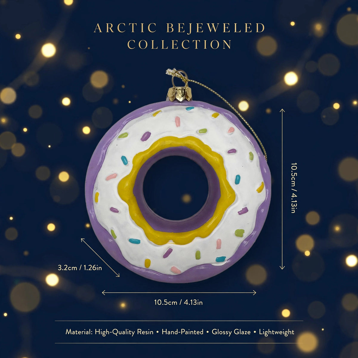 Purple Frosted Donut Christmas Ornament