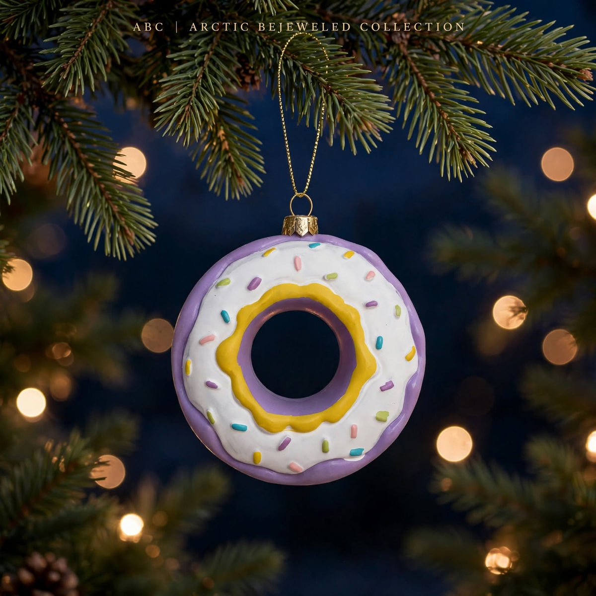Purple Frosted Donut Christmas Ornament