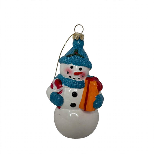 Blue Hat Snowman Christmas Ornament
