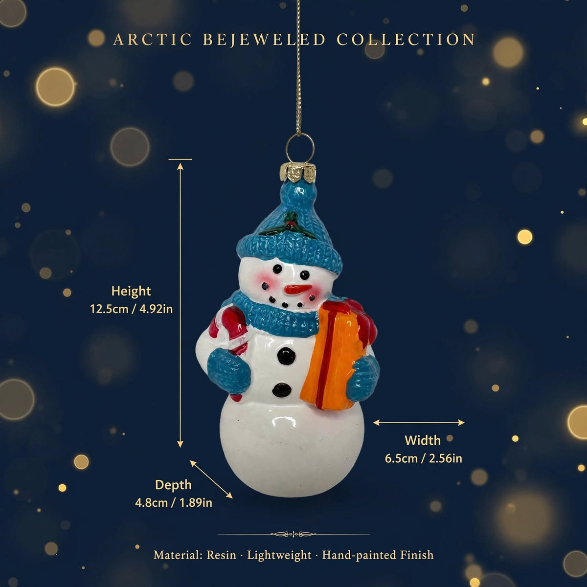 Blue Hat Snowman Christmas Ornament