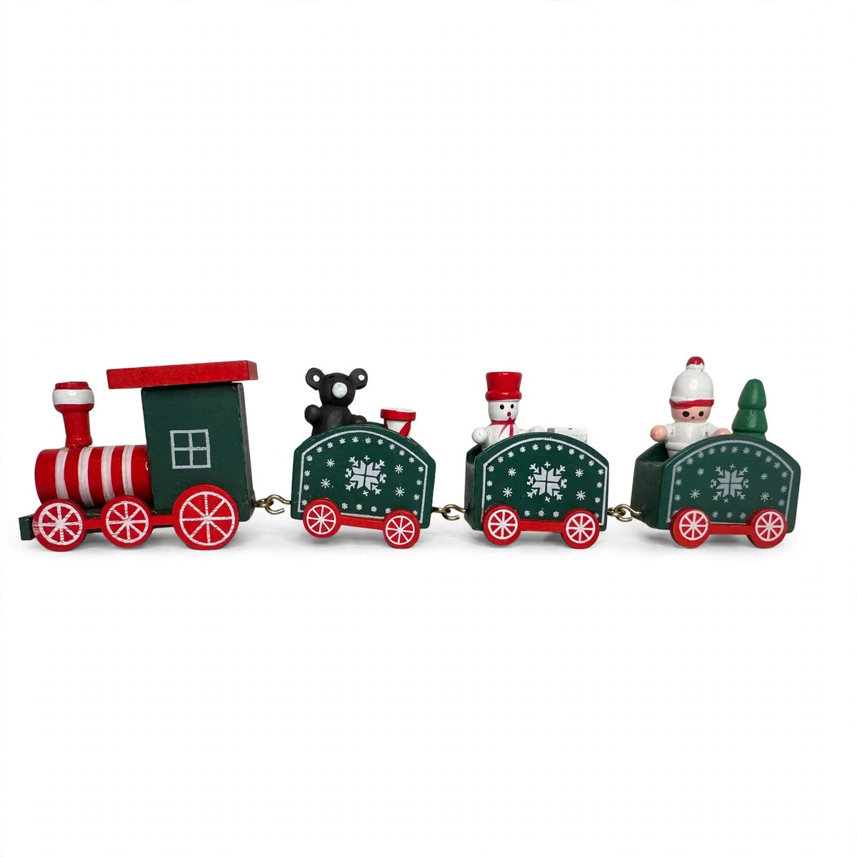 Green Miniature Wooden Christmas Train Display