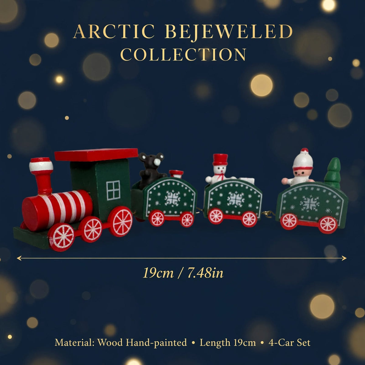 Green Miniature Wooden Christmas Train Display