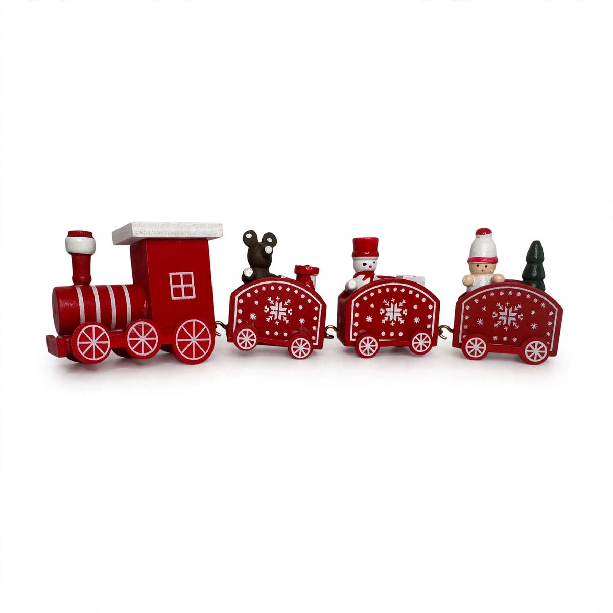 Red Miniature Wooden Christmas Train Display