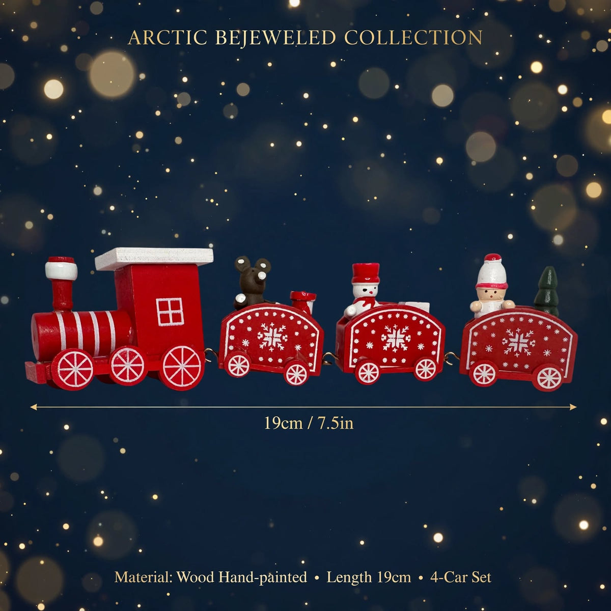 Red Miniature Wooden Christmas Train Display