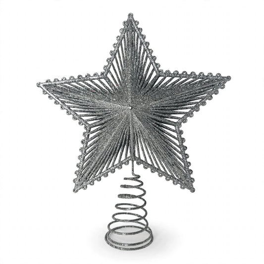 Silver Glitter Star Tree Topper