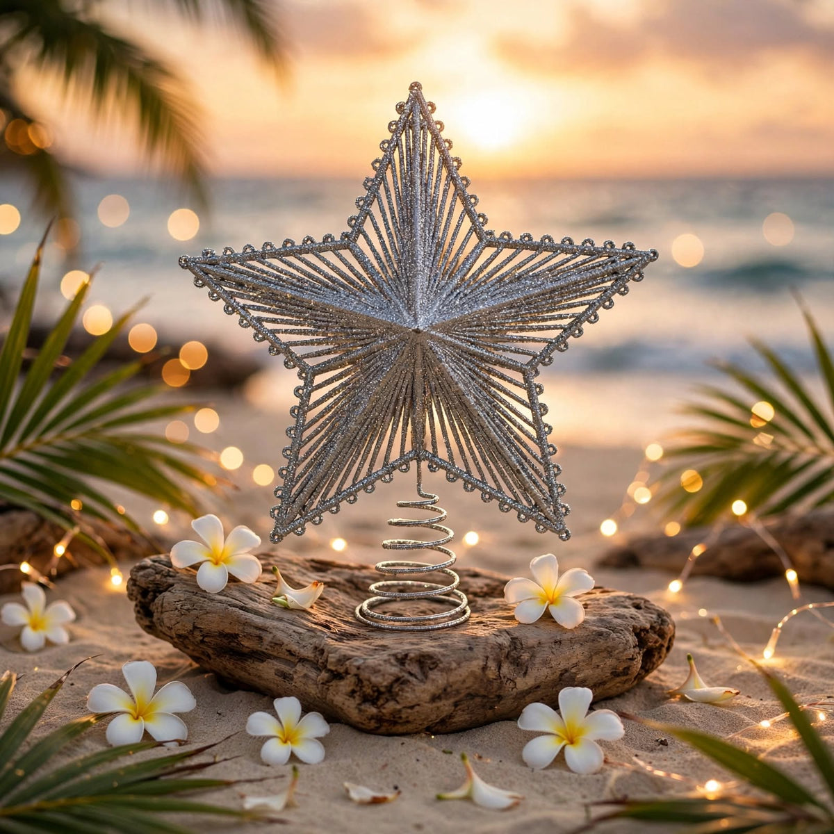 Silver Glitter Star Tree Topper