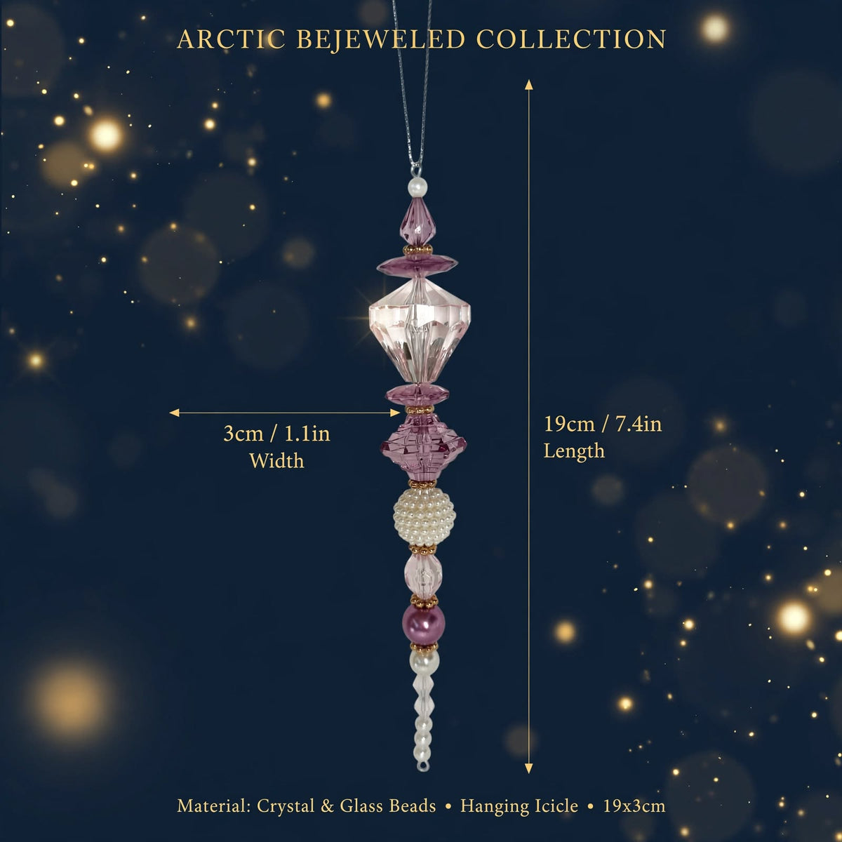 Purple and Pearl Beaded Icicle Christmas Ornament